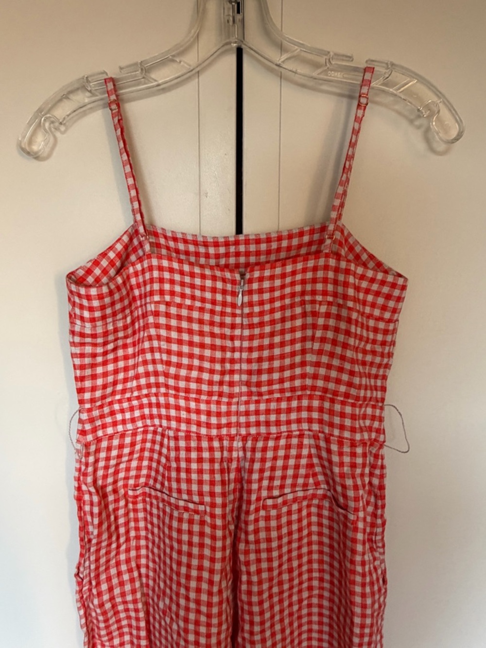 J. Crew Red and Baby Blue Gingham Romper Jumpsuit - Size 0 - Picture 4 of 7